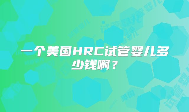 一个美国HRC试管婴儿多少钱啊？