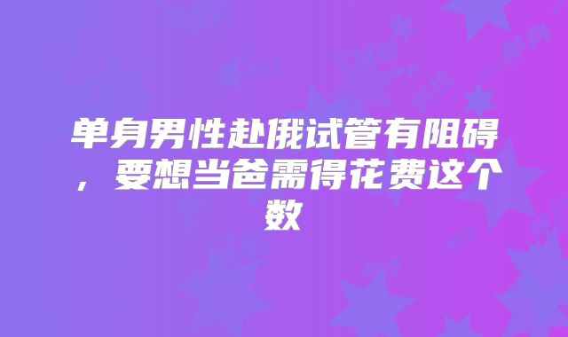 单身男性赴俄试管有阻碍，要想当爸需得花费这个数