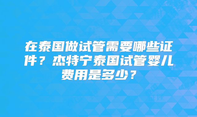 在泰国做试管需要哪些证件?杰特宁泰国试管婴儿费用是多少?