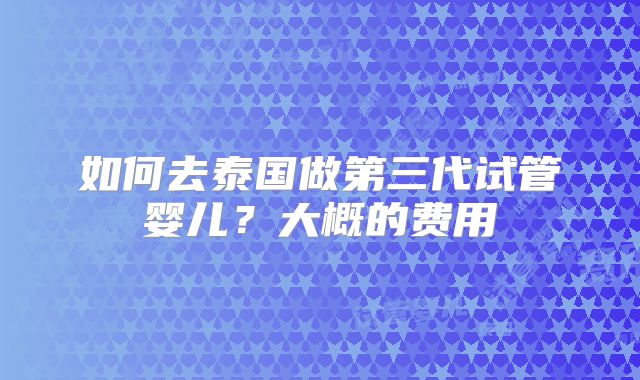 如何去泰国做第三代试管婴儿？大概的费用