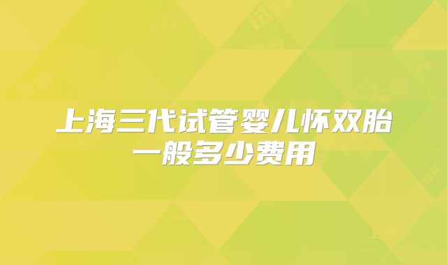 上海三代试管婴儿怀双胎一般多少费用