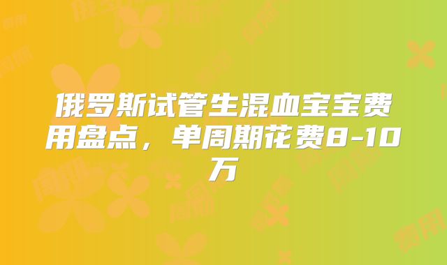 俄罗斯试管生混血宝宝费用盘点，单周期花费8-10万