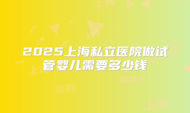2025上海私立医院做试管婴儿需要多少钱