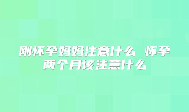 刚怀孕妈妈注意什么 怀孕两个月该注意什么