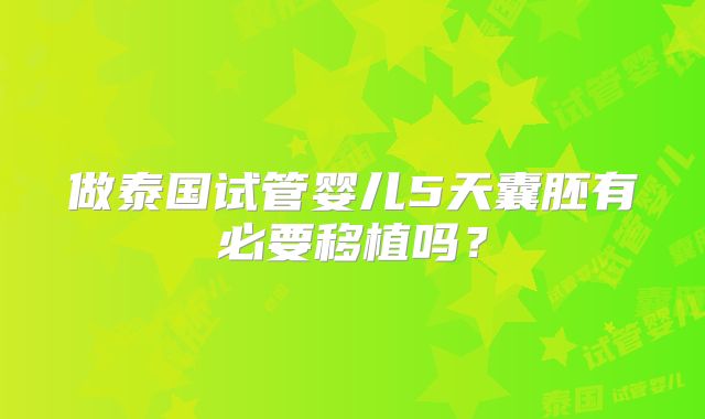 做泰国试管婴儿5天囊胚有必要移植吗?