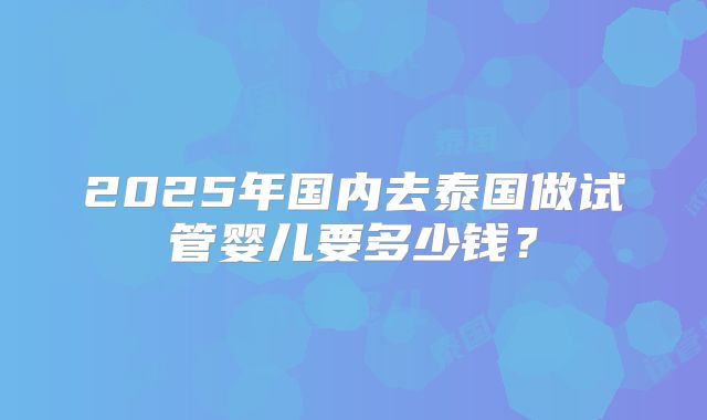 2025年国内去泰国做试管婴儿要多少钱？