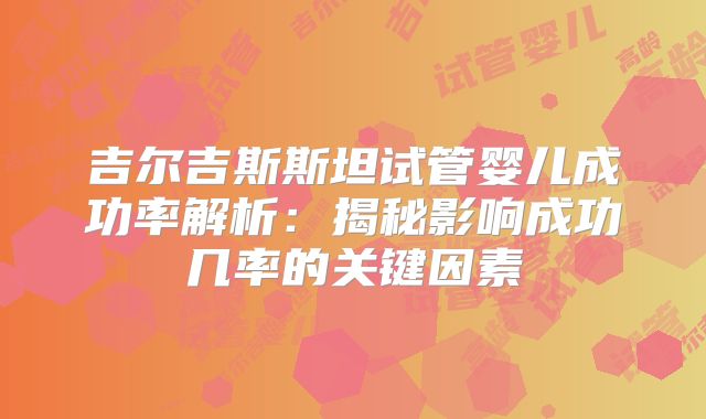 吉尔吉斯斯坦试管婴儿成功率解析：揭秘影响成功几率的关键因素
