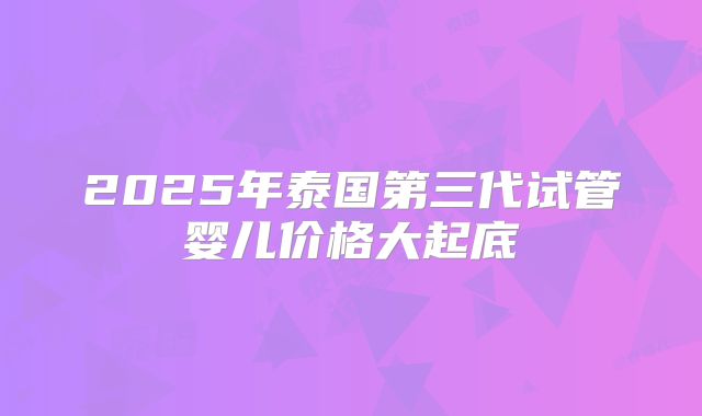 2025年泰国第三代试管婴儿价格大起底
