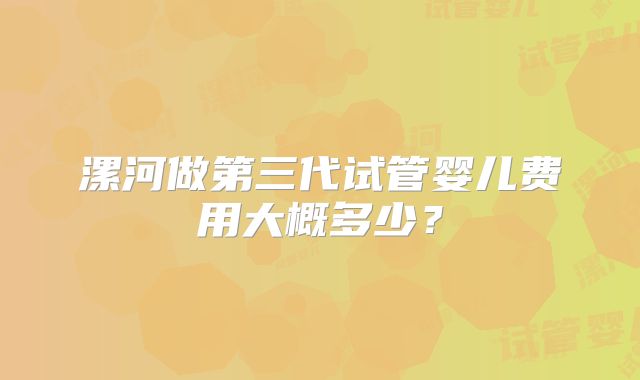 漯河做第三代试管婴儿费用大概多少？