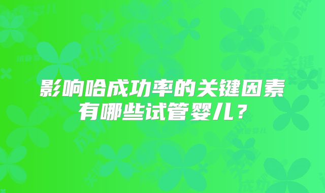 影响哈成功率的关键因素有哪些试管婴儿？