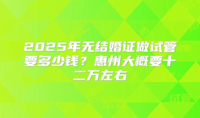 2025年无结婚证做试管要多少钱？惠州大概要十二万左右