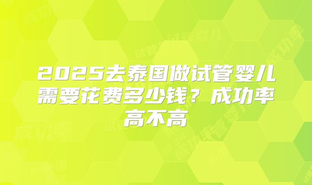 2025去泰国做试管婴儿需要花费多少钱？成功率高不高