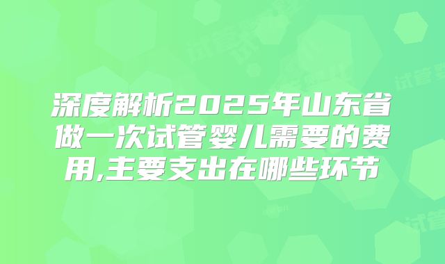深度解析2025年山东省做一次试管婴儿需要的费用,主要支出在哪些环节