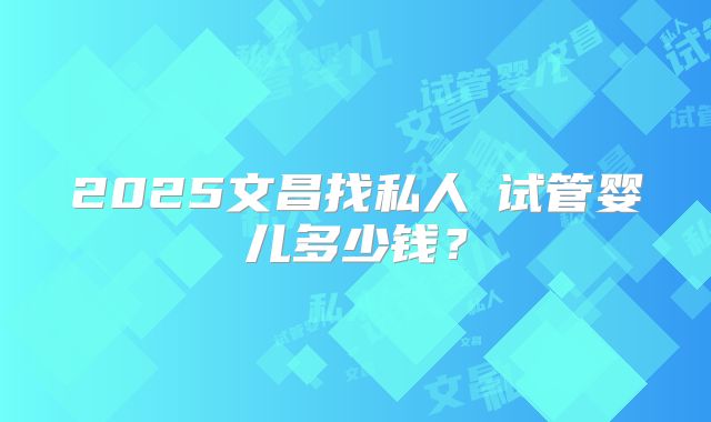 2025文昌找私人の试管婴儿多少钱？