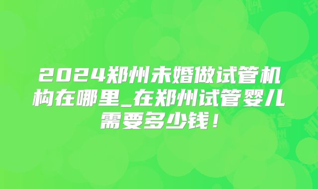 2024郑州未婚做试管机构在哪里_在郑州试管婴儿需要多少钱!