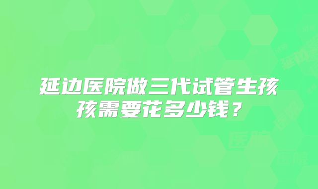 延边医院做三代试管生孩孩需要花多少钱？