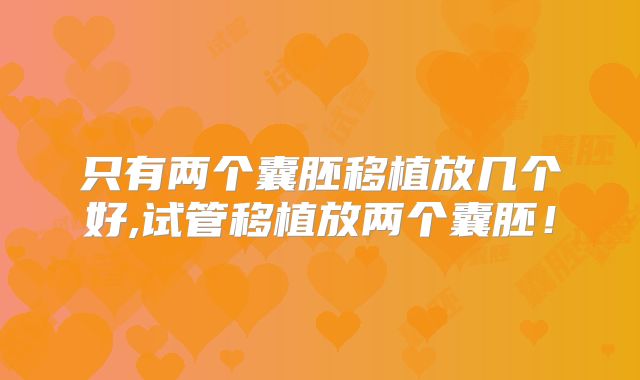 只有两个囊胚移植放几个好,试管移植放两个囊胚！