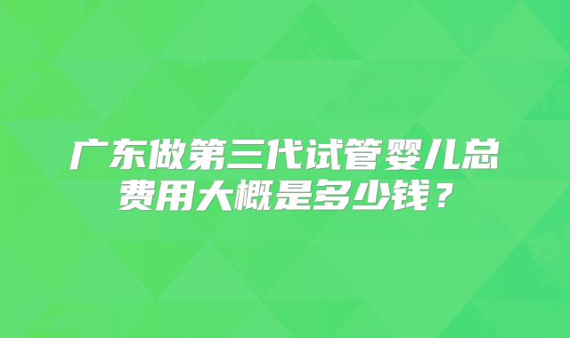 广东做第三代试管婴儿总费用大概是多少钱?