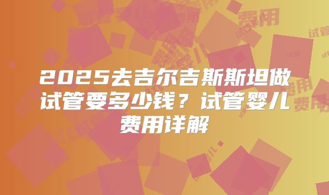 2025去吉尔吉斯斯坦做试管要多少钱?试管婴儿费用详解