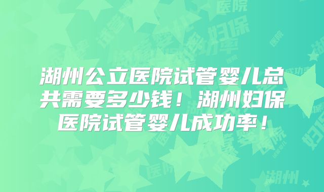 湖州公立医院试管婴儿总共需要多少钱!湖州妇保医院试管婴儿成功率!