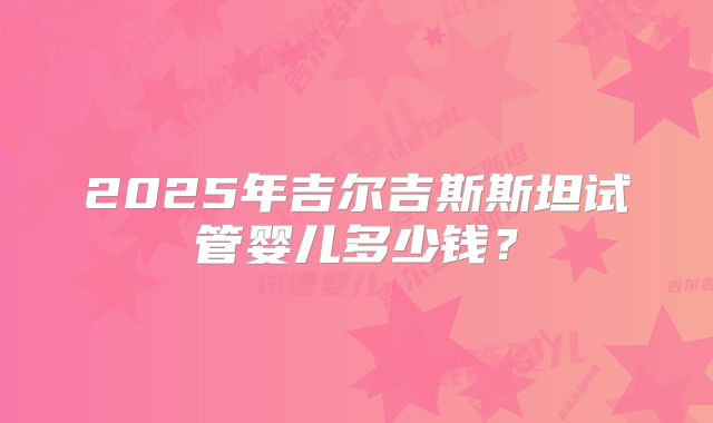 2025年吉尔吉斯斯坦试管婴儿多少钱？