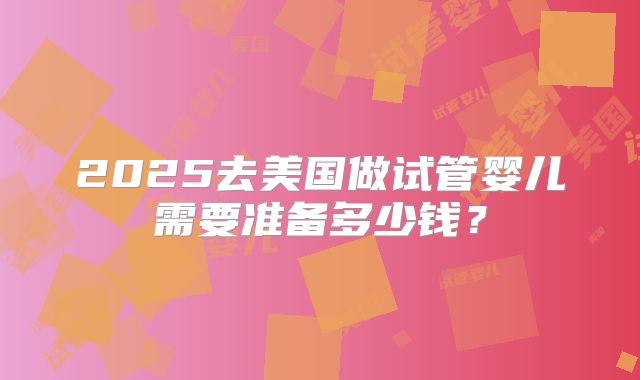 2025去美国做试管婴儿需要准备多少钱？