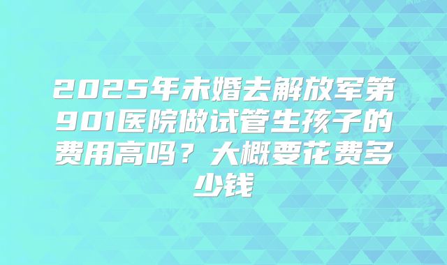 2025年未婚去解放军第901医院做试管生孩子的费用高吗？大概要花费多少钱