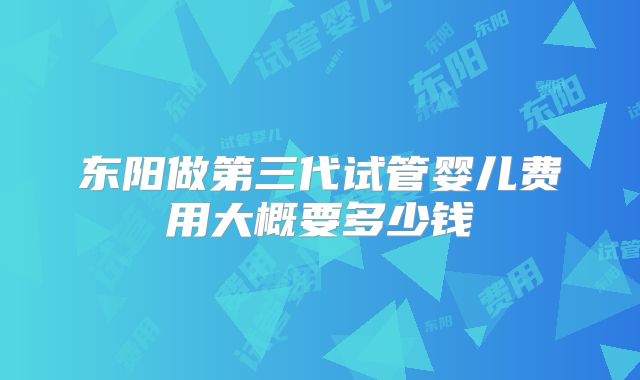 东阳做第三代试管婴儿费用大概要多少钱