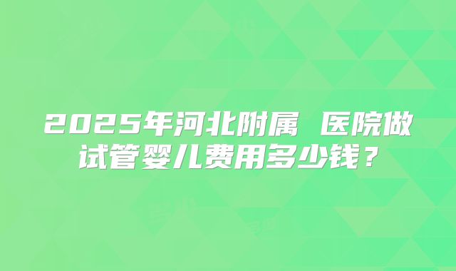 2025年河北附属 医院做试管婴儿费用多少钱？