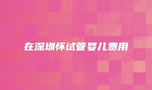 在深圳怀试管婴儿费用