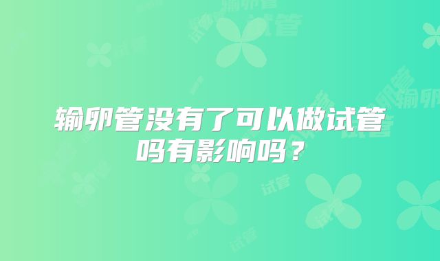 输卵管没有了可以做试管吗有影响吗?