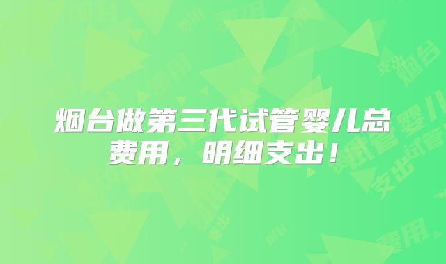 烟台做第三代试管婴儿总费用,明细支出!