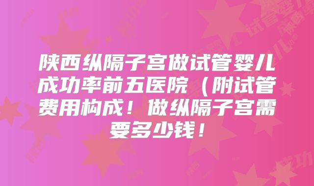陕西纵隔子宫做试管婴儿成功率前五医院(附试管费用构成!做纵隔子宫需要多少钱!
