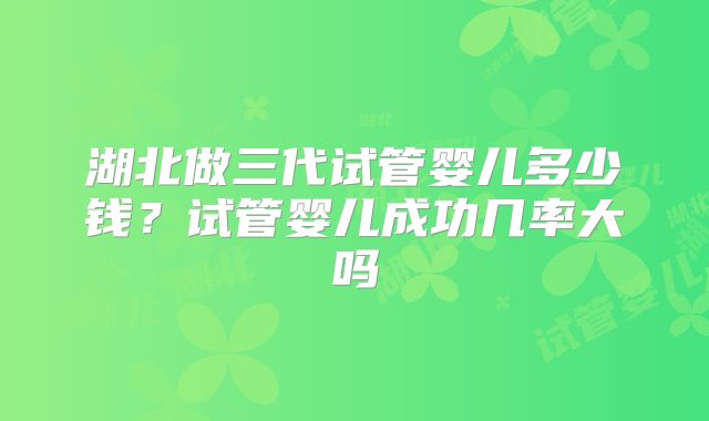 湖北做三代试管婴儿多少钱?试管婴儿成功几率大吗