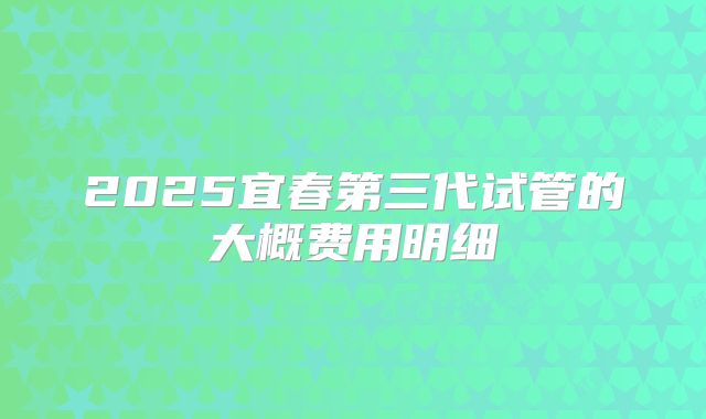 2025宜春第三代试管的大概费用明细