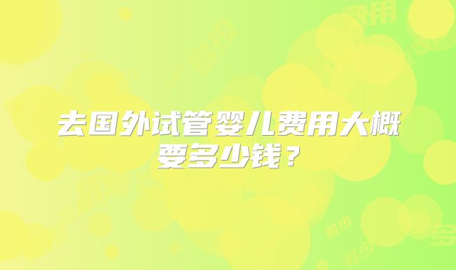 去国外试管婴儿费用大概要多少钱？