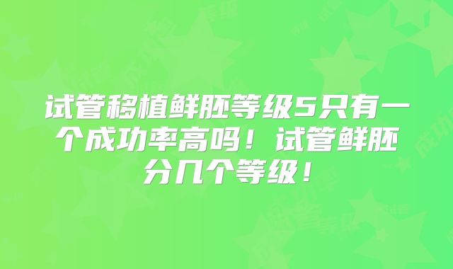 试管移植鲜胚等级5只有一个成功率高吗！试管鲜胚分几个等级！