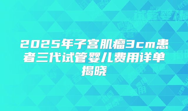 2025年子宫肌瘤3cm患者三代试管婴儿费用详单揭晓