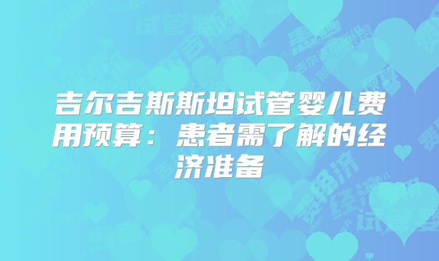 吉尔吉斯斯坦试管婴儿费用预算：患者需了解的经济准备