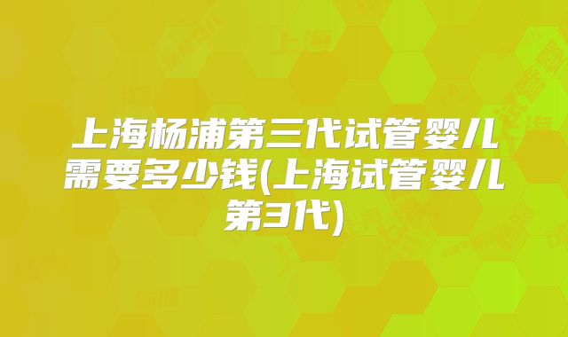 上海杨浦第三代试管婴儿需要多少钱(上海试管婴儿第3代)