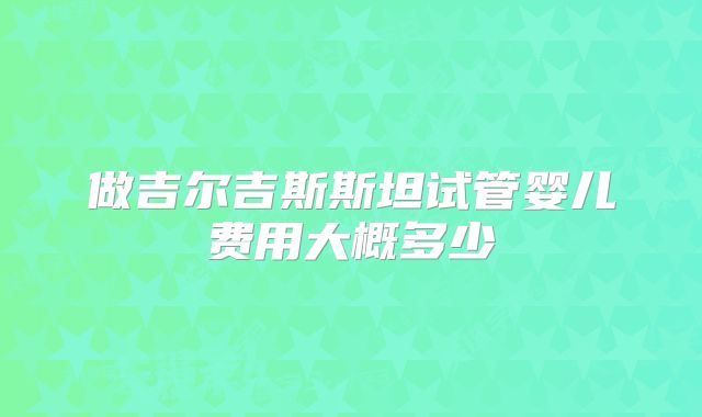 做吉尔吉斯斯坦试管婴儿费用大概多少