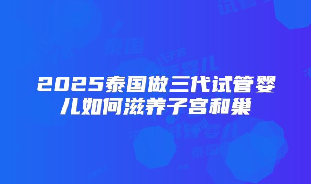 2025泰国做三代试管婴儿如何滋养子宫和巢