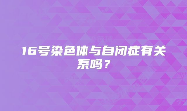 16号染色体与自闭症有关系吗？