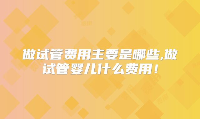 做试管费用主要是哪些,做试管婴儿什么费用!