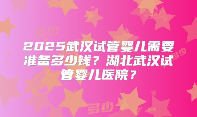 2025武汉试管婴儿需要准备多少钱？湖北武汉试管婴儿医院？