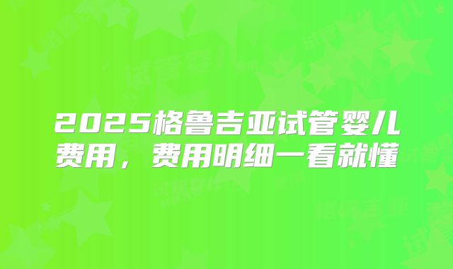 2025格鲁吉亚试管婴儿费用，费用明细一看就懂