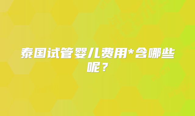 泰国试管婴儿费用*含哪些呢？