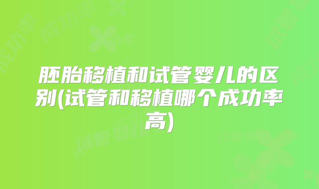 胚胎移植和试管婴儿的区别(试管和移植哪个成功率高)