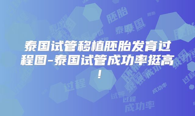 泰国试管移植胚胎发育过程图-泰国试管成功率挺高！