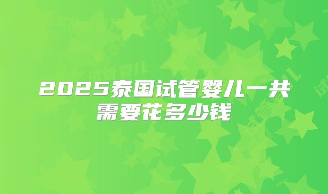2025泰国试管婴儿一共需要花多少钱